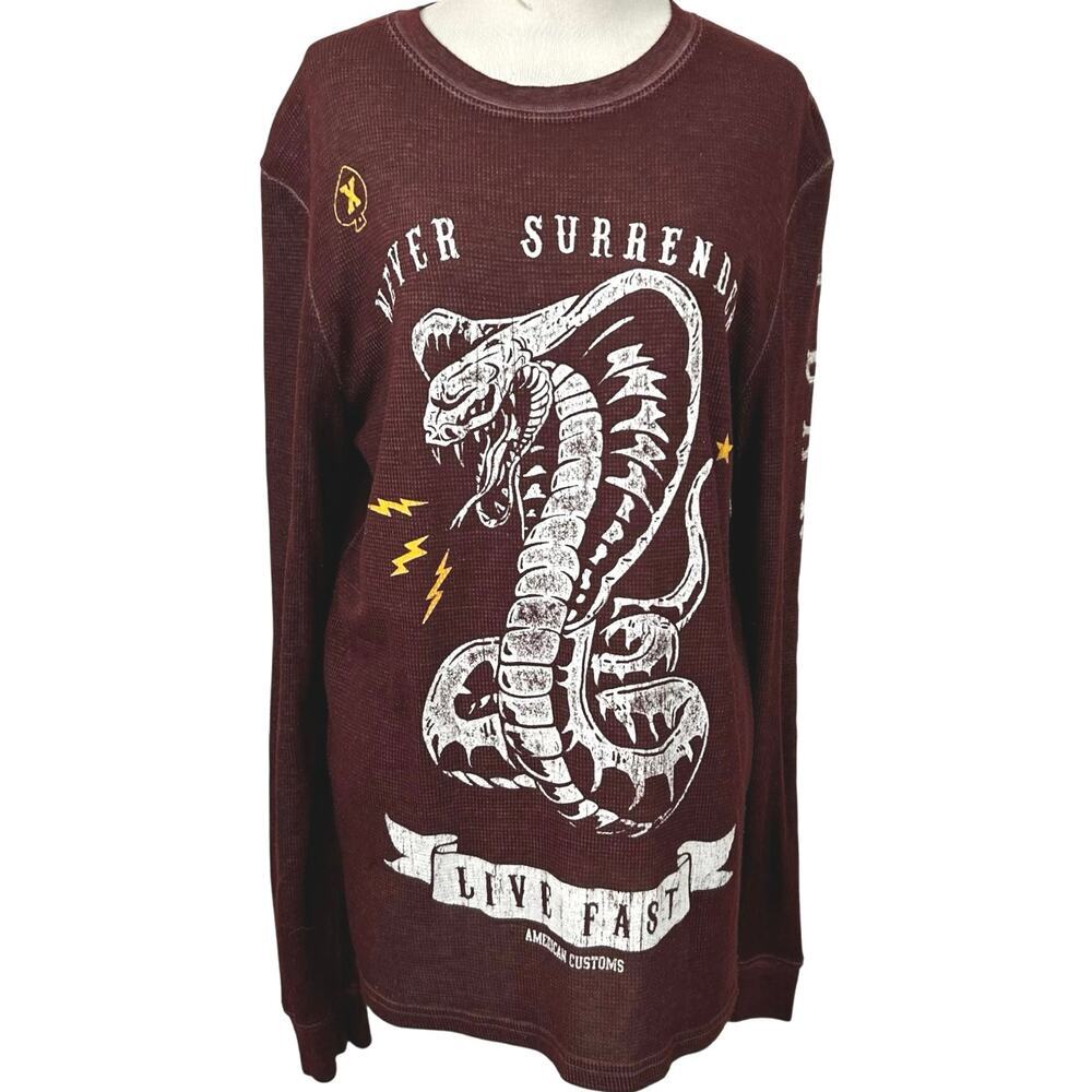 Fifth Sun Snake Graphic Thermal Shirt Grunge Rock Long Sleeve Men Small